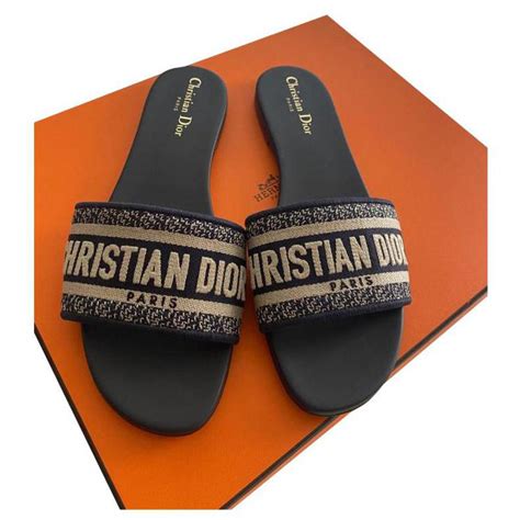 sliders dior|christian dior slides navy blue.